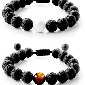 NEW TWO Genuine Lava Rock Bracelet